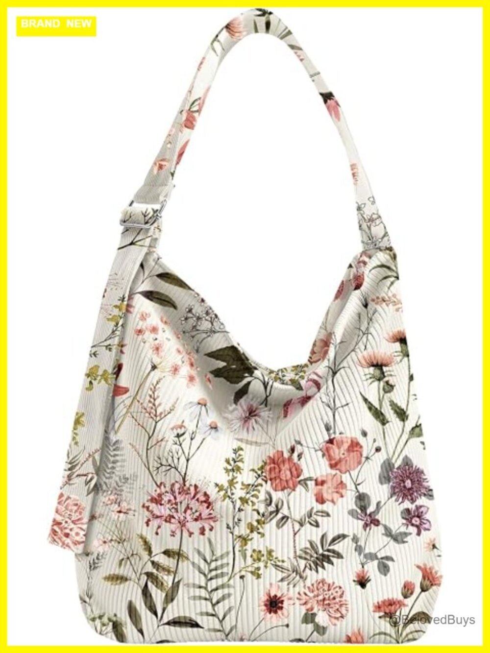 Corduroy Hobo Bag Large Shoulder Tote with Zipper for Work Travel